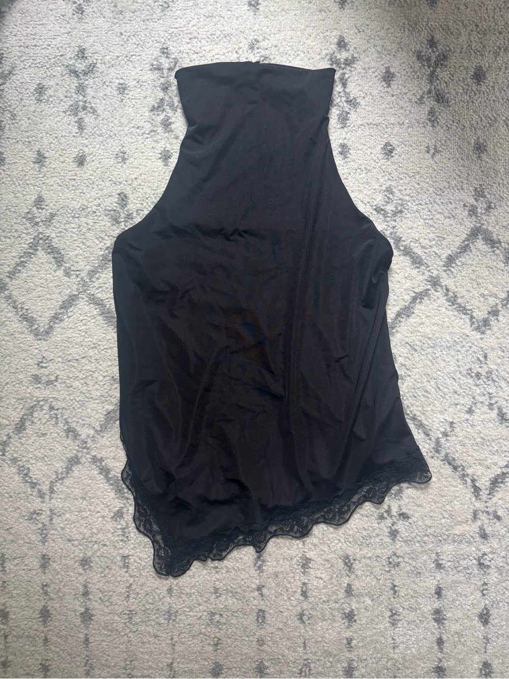 Black Lace-Hem High Neck Women’s Halter Top
